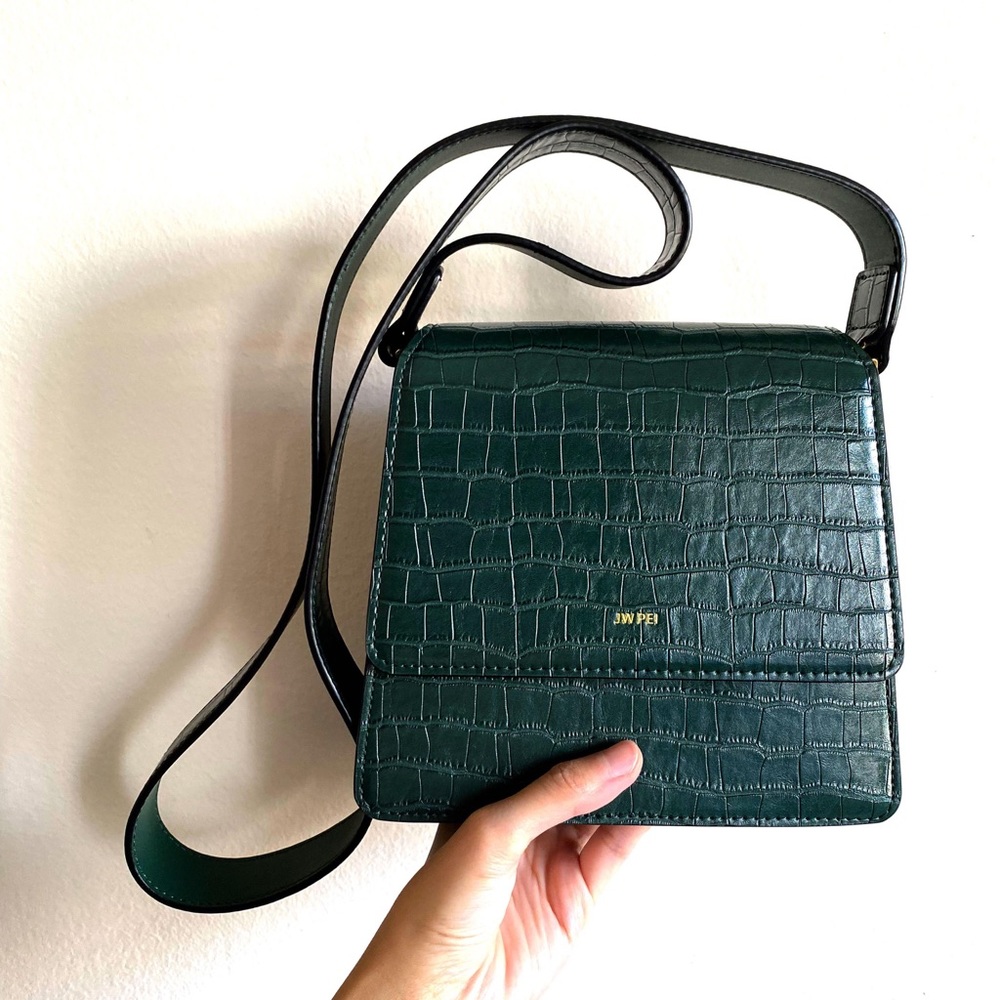 The Fae Top Handle Bag Dark Green Croc